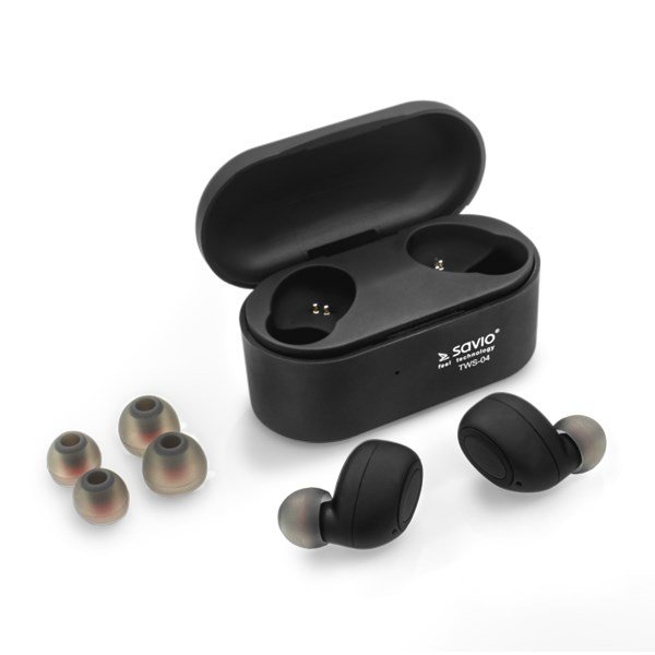 Savio TWS-04 Earphones, Wireless, Black / Graphite - Thumbnail 4