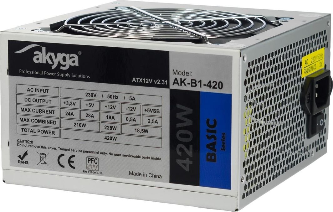 Akyga Basic AK-B1-420 ATX Power Supply, 420W - Image 1