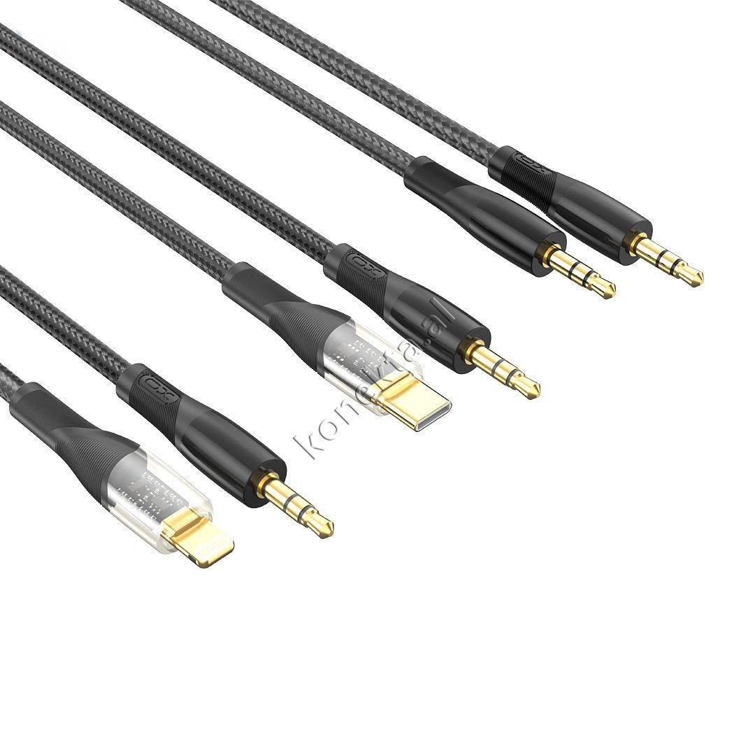 XO AUX Cable, 1m, Lightning / Type-C / AUX to AUX 3.5mm - Image 1