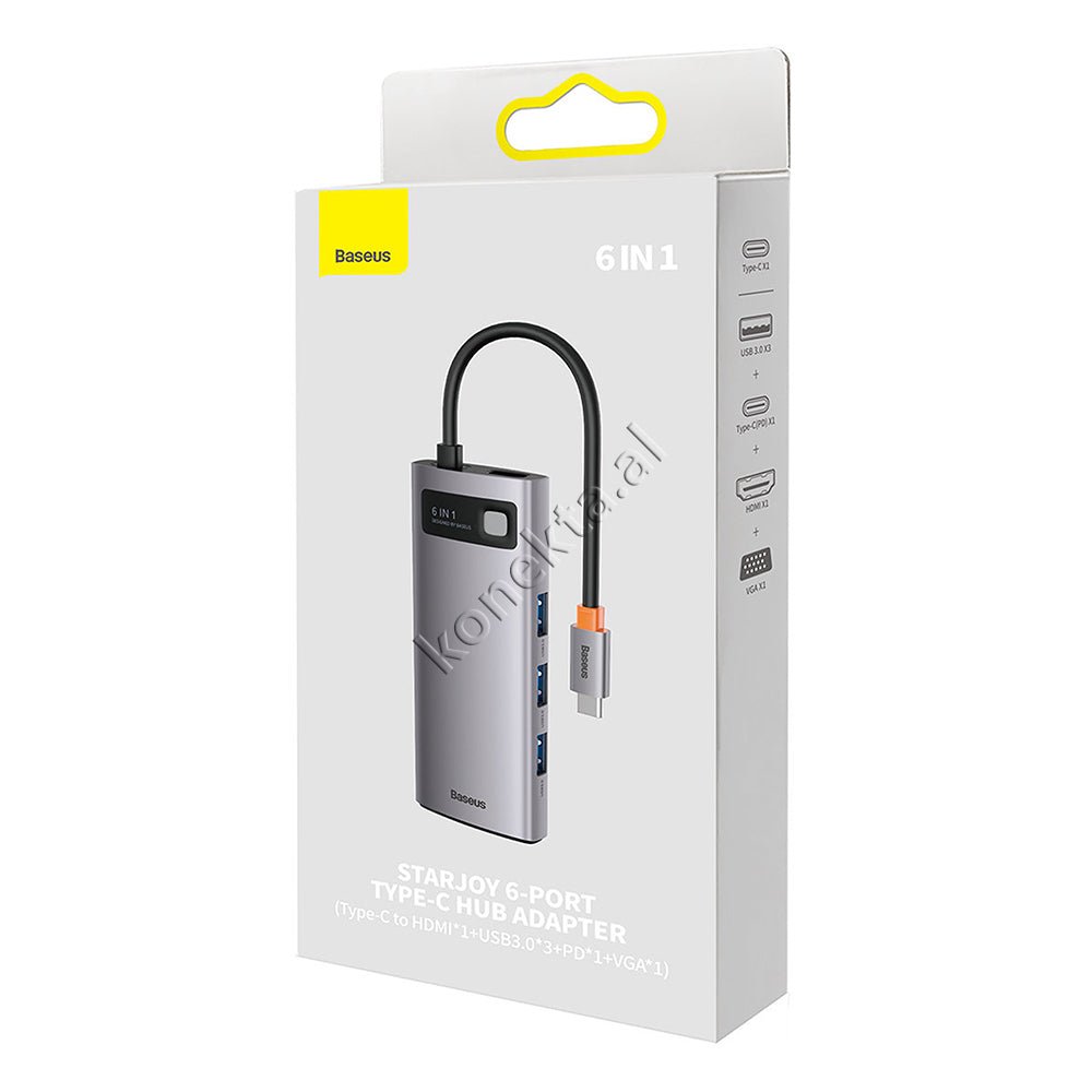 Baseus Adaptor HUB Me Shumë Porta 6 në 1 - Thumbnail 2