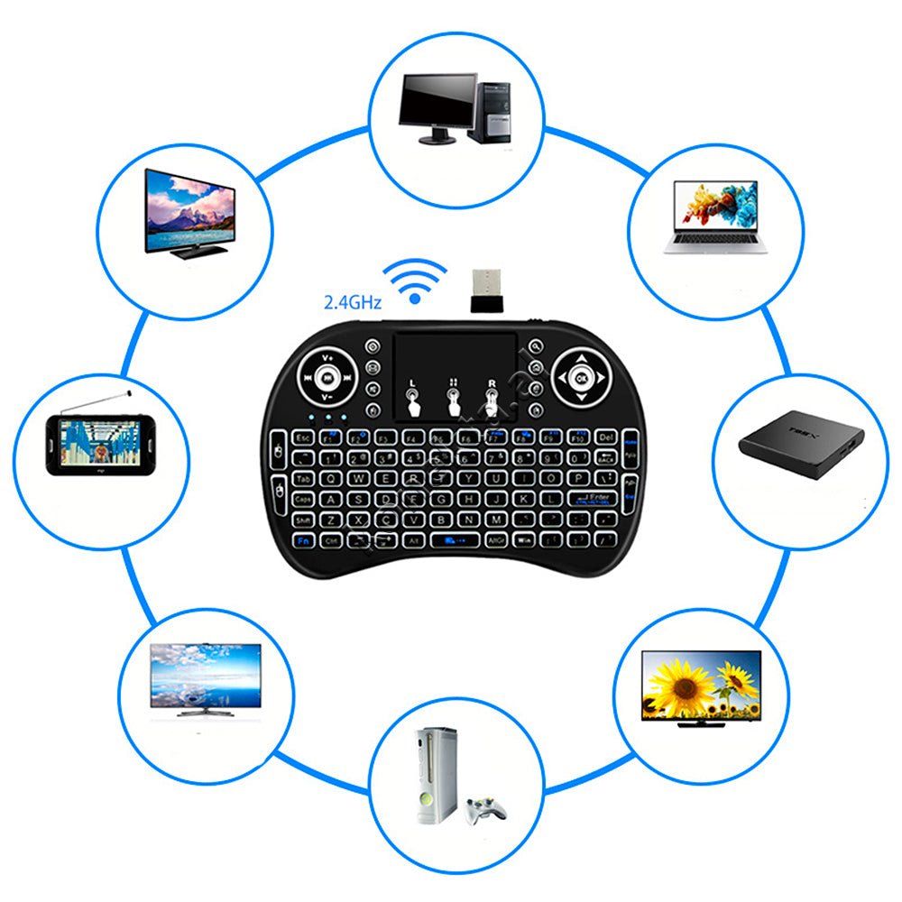 Tjetertjeter i8 Wireless Remote Control, Black, RGB Lighting, Keyboard and Mouse Combo - Thumbnail 10