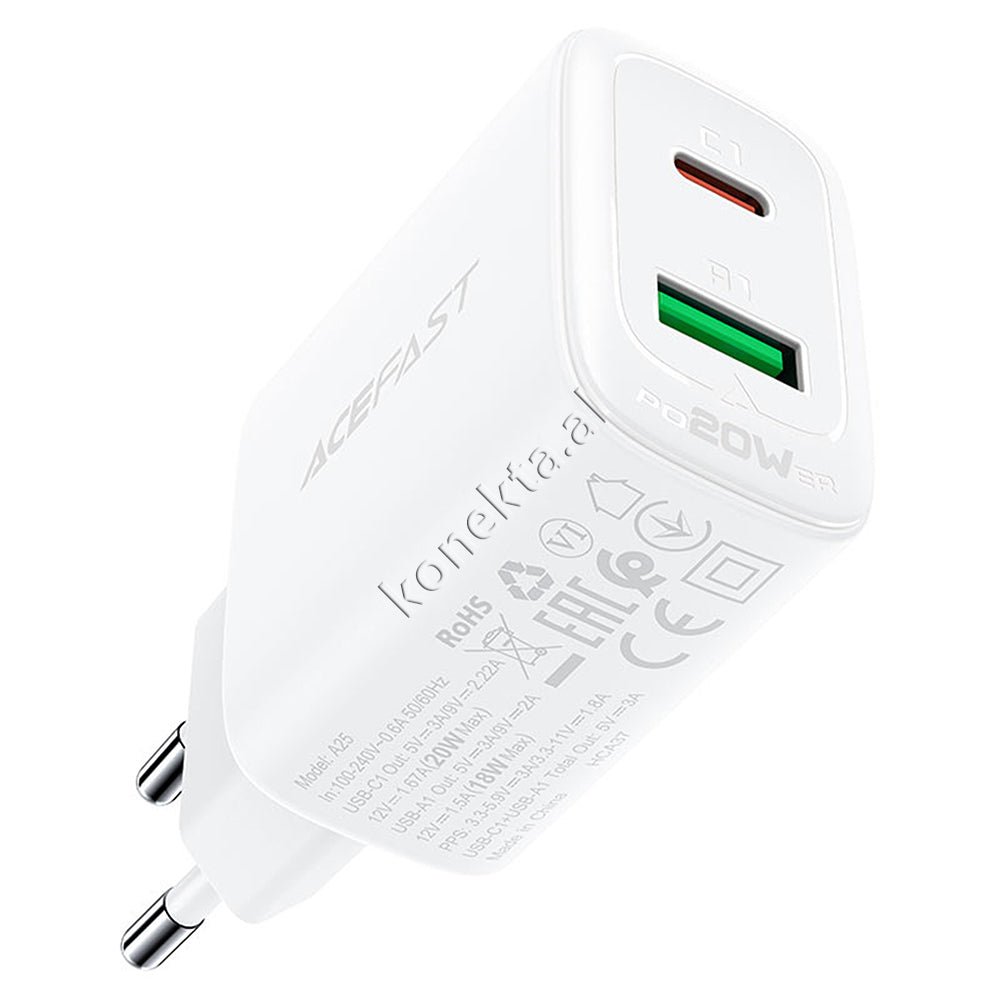 AceFast Adaptor Karikimi 20W Me Porte USB Dhe Type-C - Thumbnail 4