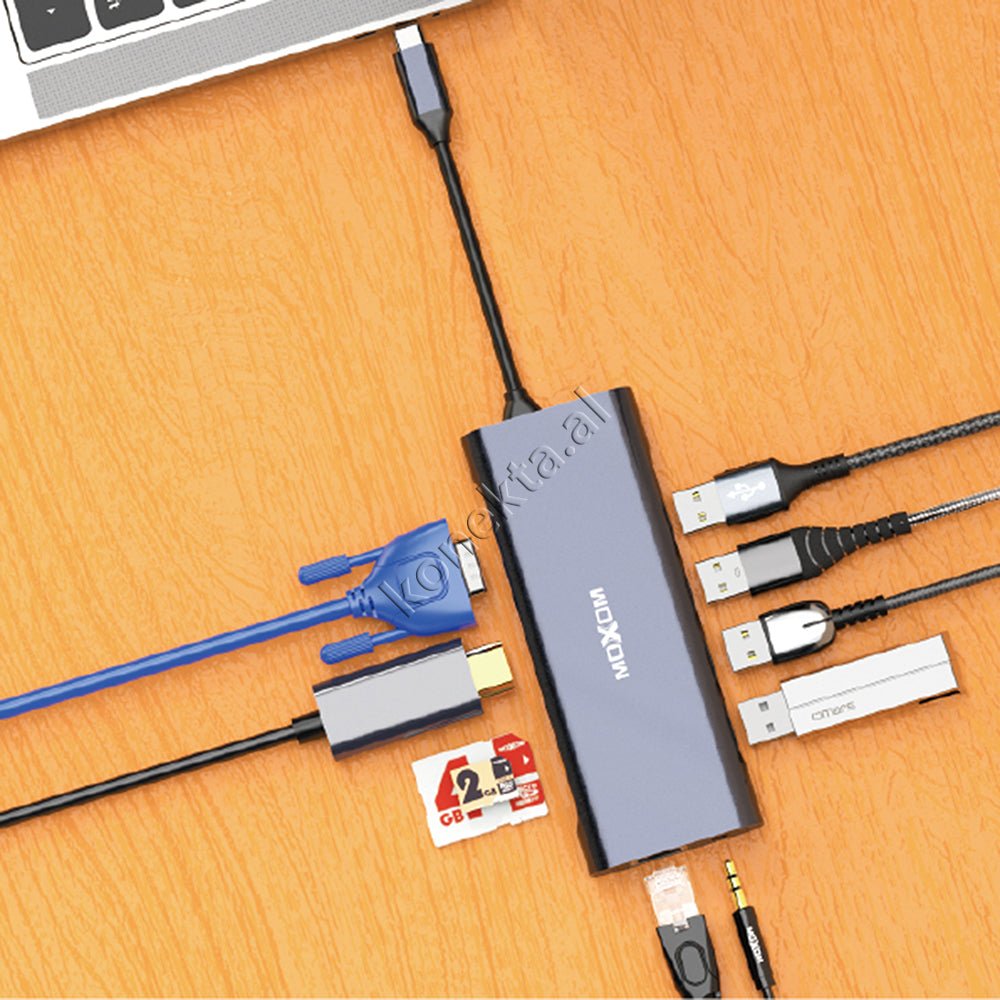 Moxom 10 Ne 1 Adaptor Per Laptop Me Porte Type-c - Thumbnail 8