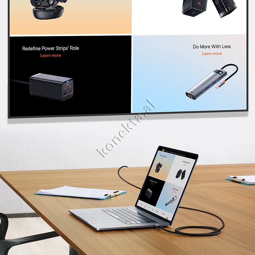 Baseus Type-C to HDMI Adapter, 1m & 2m, Black, UHD 4K - Thumbnail 9