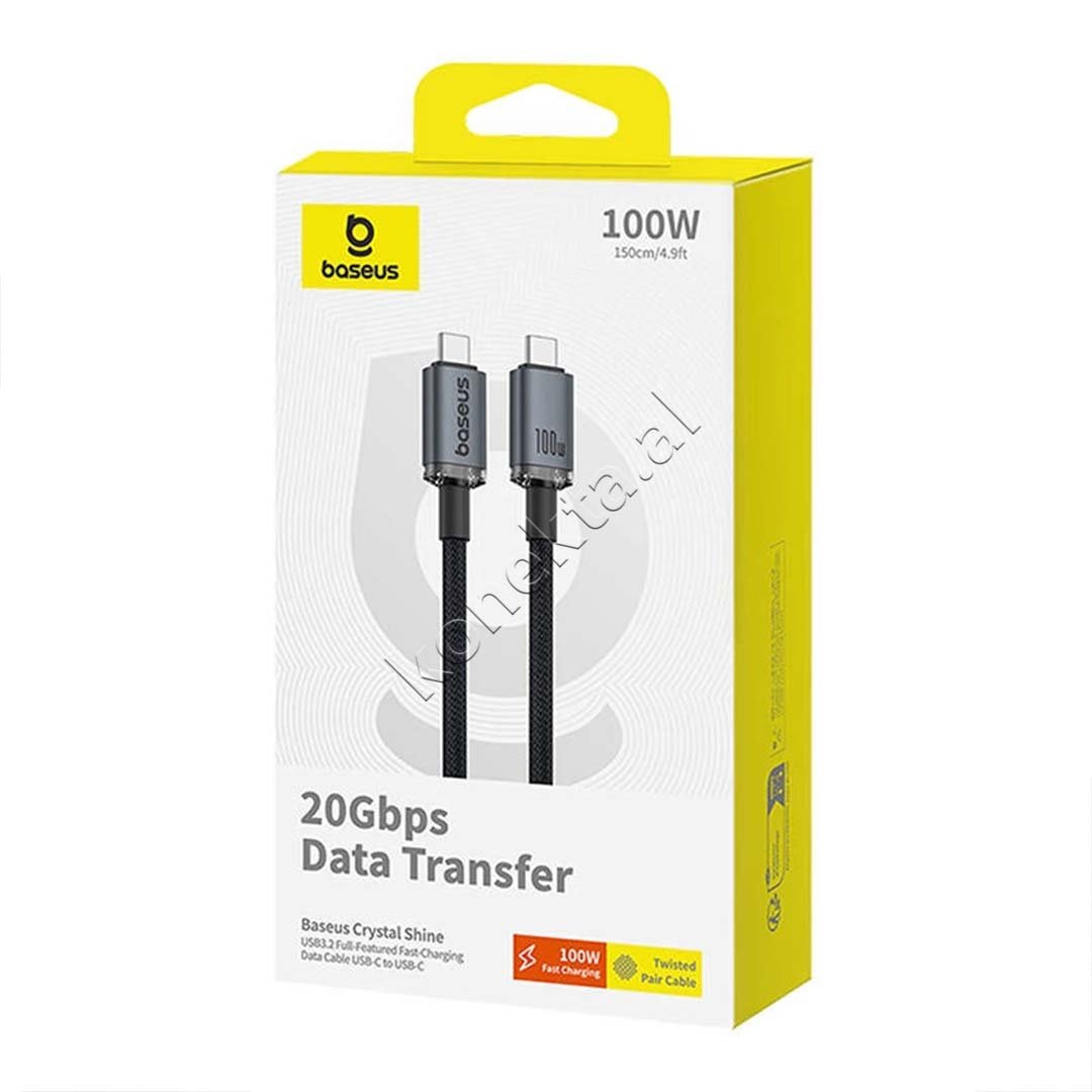 Baseus Type-C to Type-C Charging Cable, 100W, 1.5m, Black - Thumbnail 2