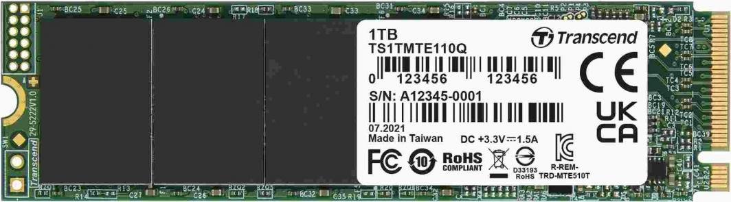 Transcend 110Q SSD, 1TB, M.2 2280 PCI-E x4 Gen3 NVMe - Image 1
