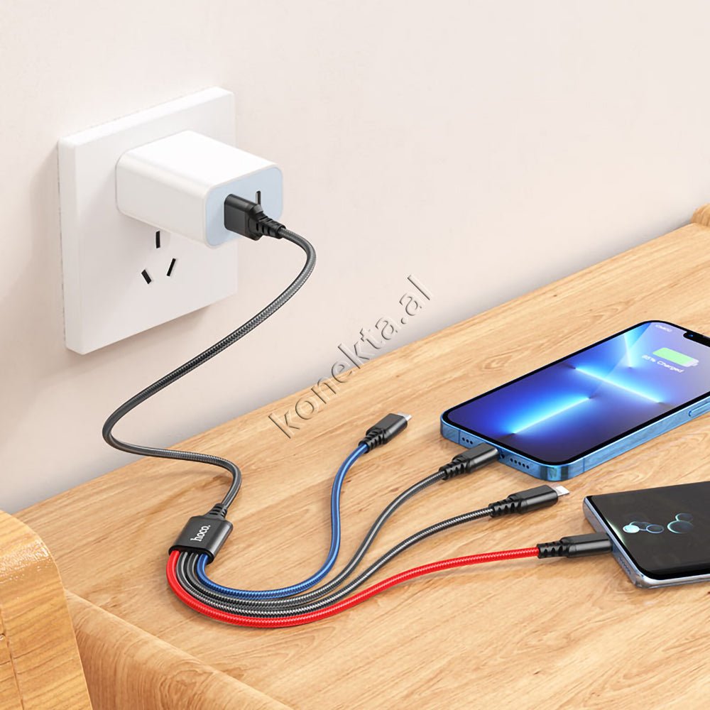 HOCO USB Cable, 4 in 1 Type-C / Lightning / Micro - Thumbnail 3