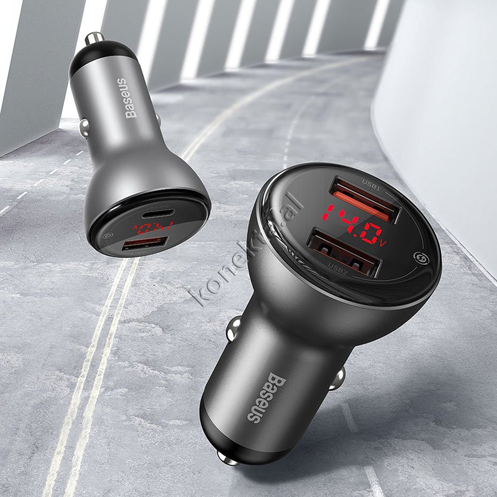 Baseus Fast Charge Car Charger, Black, 45W, 2 Ports USB/Type C - Thumbnail 4