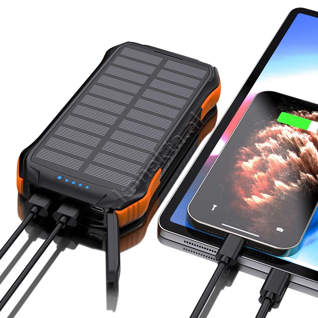 Choetech 10000mAh Solar Panel Power Bank, Black, Orange, White, Blue, Green - Thumbnail 4