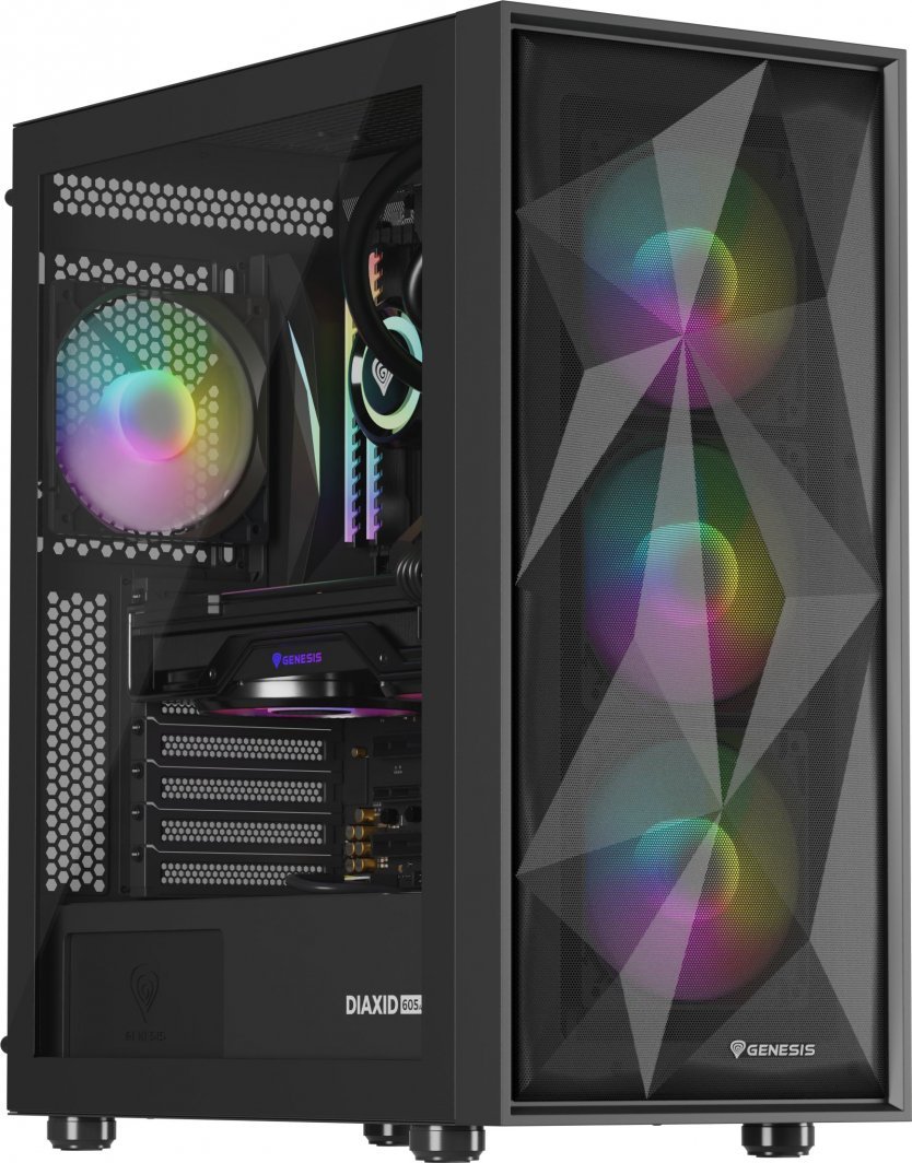 Genesis Diaxid 605 ARGB Case, Black, Midi Tower - Image 1