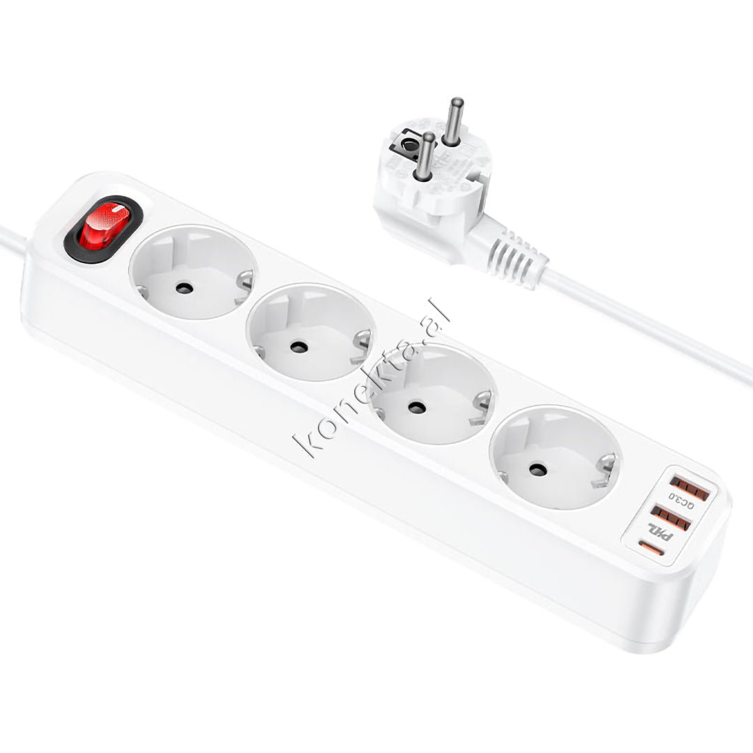 XO Multiprize 4 Vendeshe Power Strip, 4000W, 3 Porta USB, Type-C - Thumbnail 7