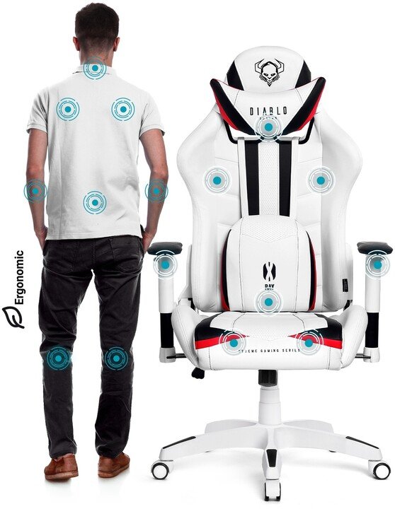 Diablo Chairs X-Ray Gaming Chair, White / Black - Thumbnail 5