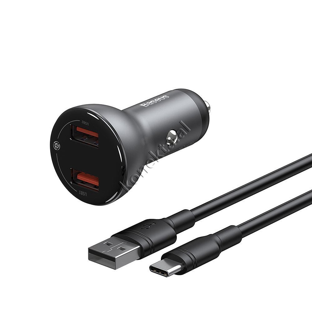 Baseus Car Charger, Black, 45W, With USB Type-C Cable - Thumbnail 5