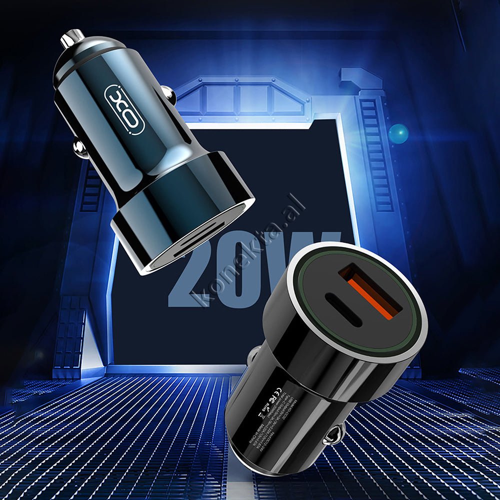 XO 20W Car Charger with USB & Type-C Ports and 1m Lightning Cable, Black - Thumbnail 6