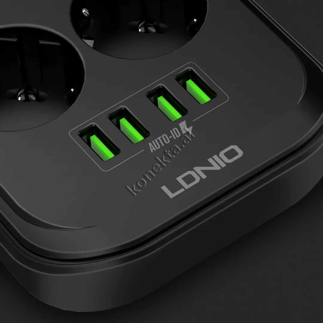 LDNIO SC3604 Power Strip, 6 Sockets, 4 USB Ports, Intelligent Fast Charging - Thumbnail 3
