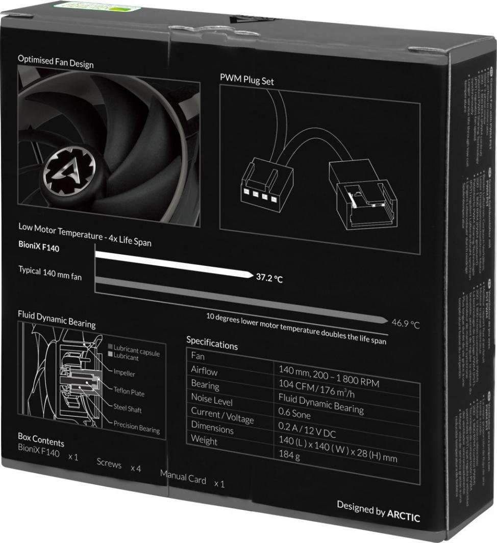 Arctic BioniX F140 Fan, 140 mm, Grey - Thumbnail 6