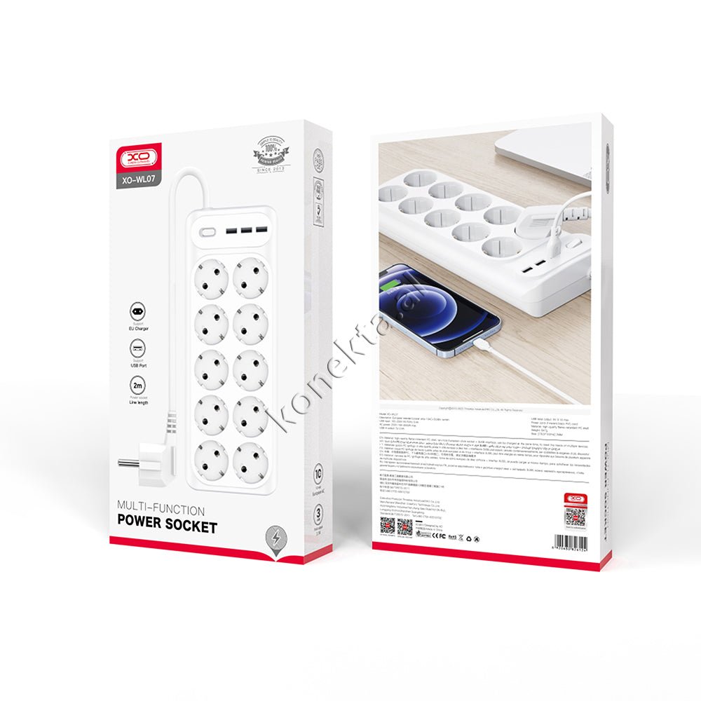 XO Multiprize 10 Vendeshe Me 3 Porta USB Power Strip - Thumbnail 2