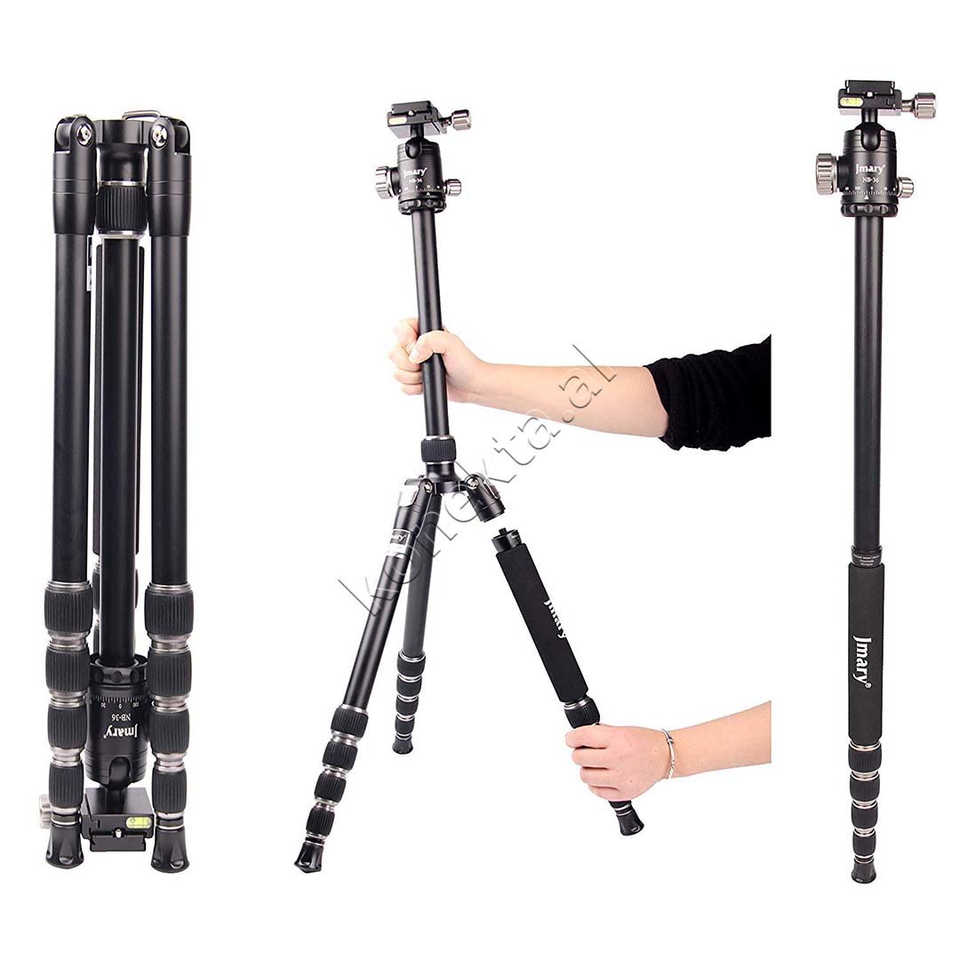 Jmary Trekëmbësh Tripod Profesional me Kokë Hidraulike i Çmontueshëm si Monopod dhe Gjatësi e Kënd Të Gradueshëm për Kamera, Telefon, Tablet, GoPro, SLR - Thumbnail 7