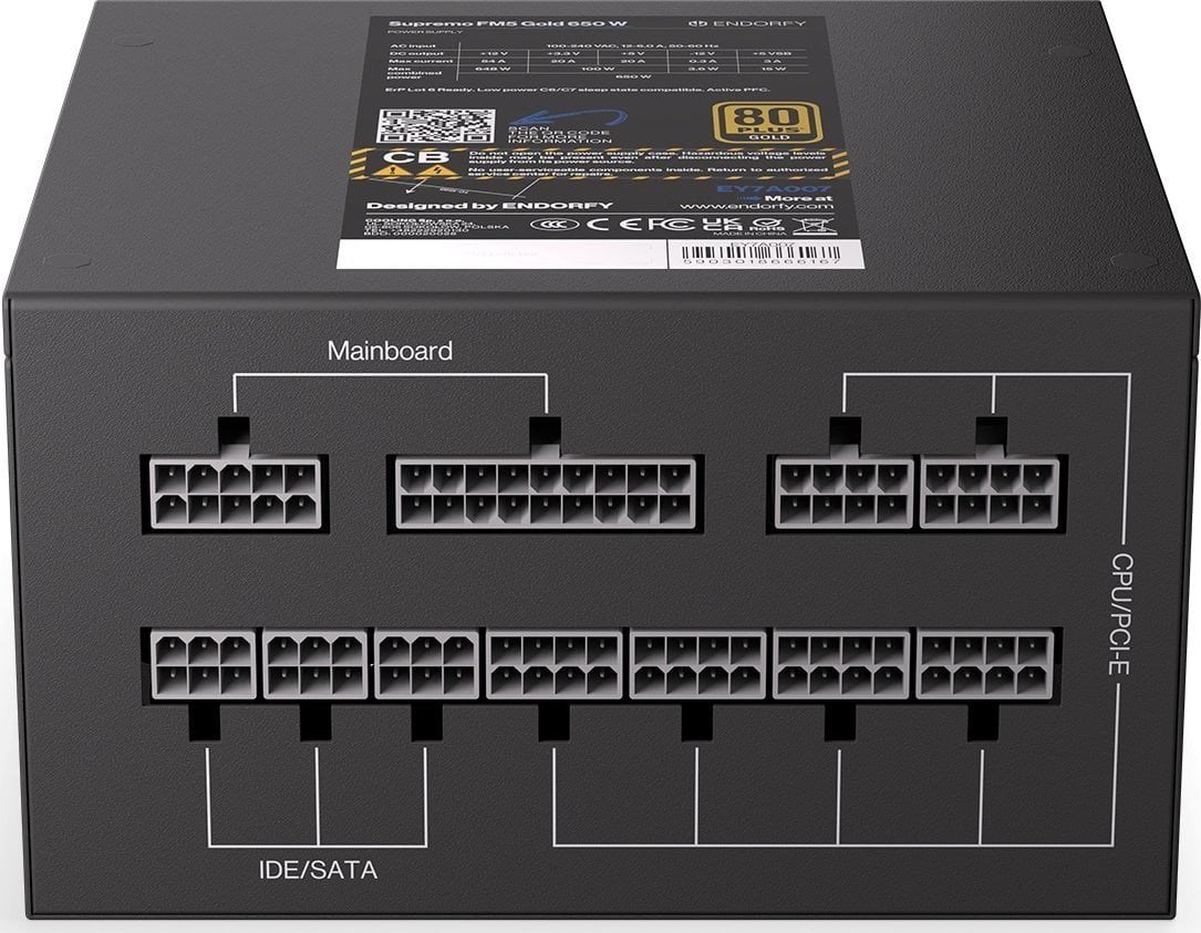 Endorf Supremo FM5 Gold Power Supply, 650W, 80 Plus Gold, Black - Thumbnail 8