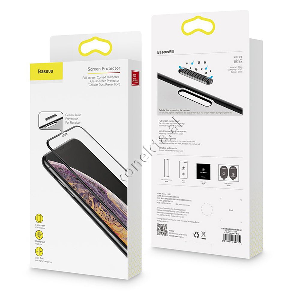 Baseus iPhone Xs Max Screen Protector, 6D, Two Pieces, Protective Mesh - Thumbnail 2