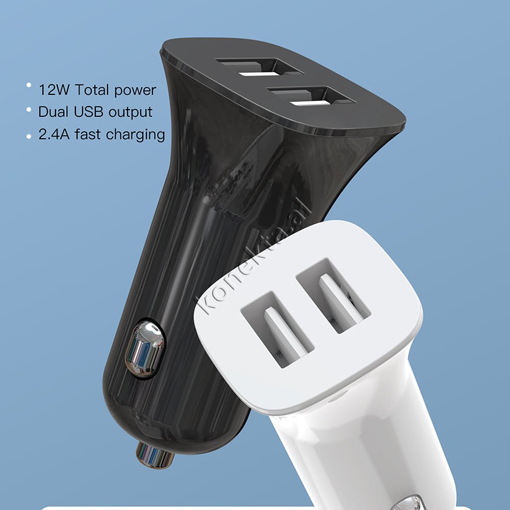 XO TZ10 Car Charger, Black, Dual Port 12W, Lightning / Type-C / Micro - Thumbnail 4