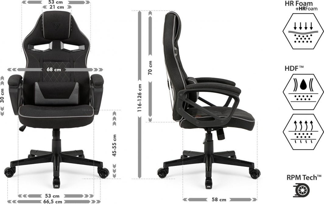 Sense7 Knight Chair, Black/Grey - Thumbnail 7