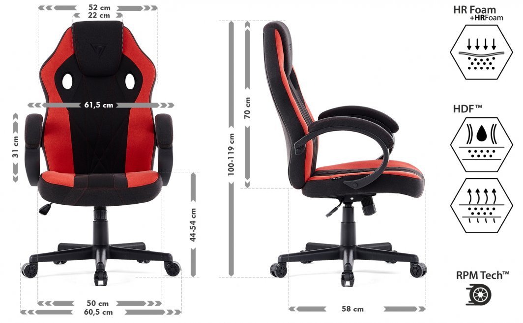 SENSE7 Prism Chair, Black/Red - Thumbnail 7