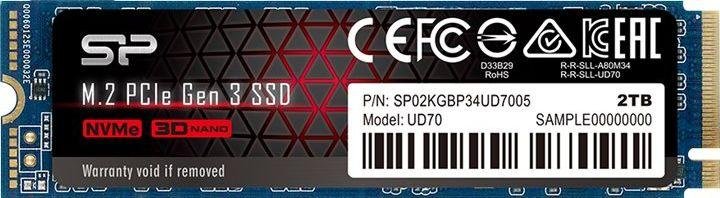 Silicon Power UD70 SSD, 2TB, M.2 2280 PCI-E x4 Gen3 NVMe - Image 1