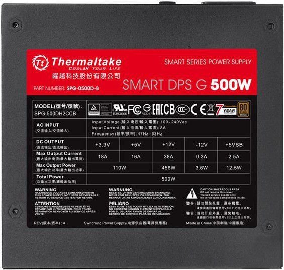 Thermaltake Smart DPS G PS-SPG-0500DPCBEU-B Power Supply, 500W - Thumbnail 4