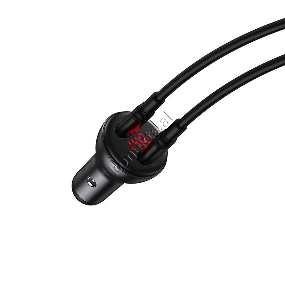 Baseus 45w Car Charger Adapter, Black, Dual Port - Thumbnail 3