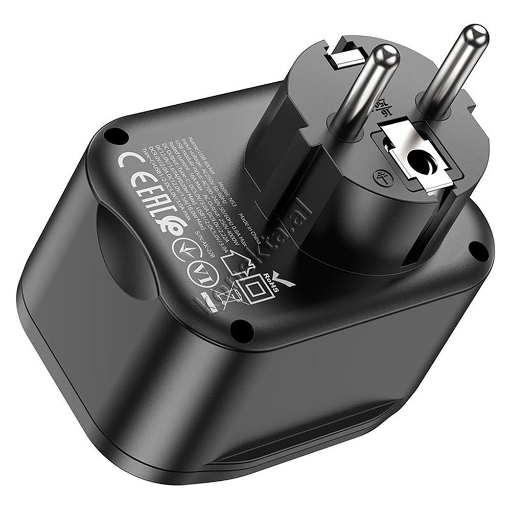 Hoco Multiprize Power Strip with 2 USB Ports and Type-C - Thumbnail 4
