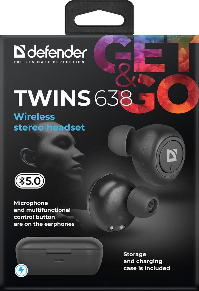 Defender Twins 638 Headset, Wireless, Black - Thumbnail 6