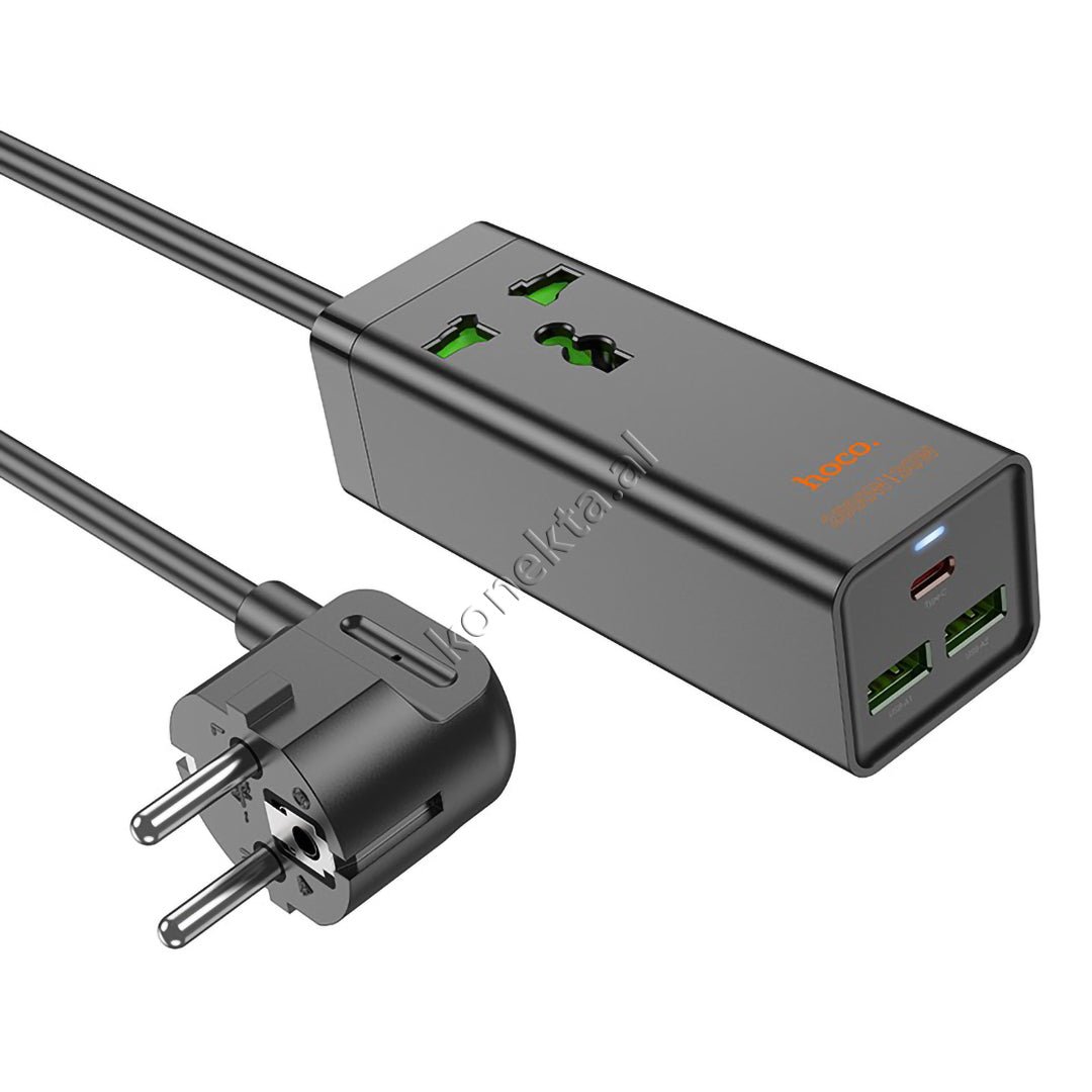 Hoco Charger, 1 Socket, 2 USB Ports, 1 Type-C Port, 30W - Image 1