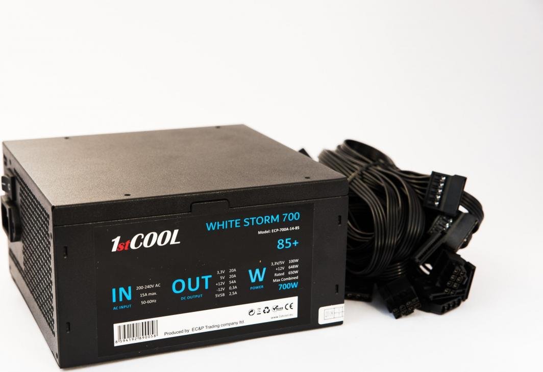 1stCool White Storm ECP-700A-14-85 ATX Power Supply, 700W, White - Thumbnail 3