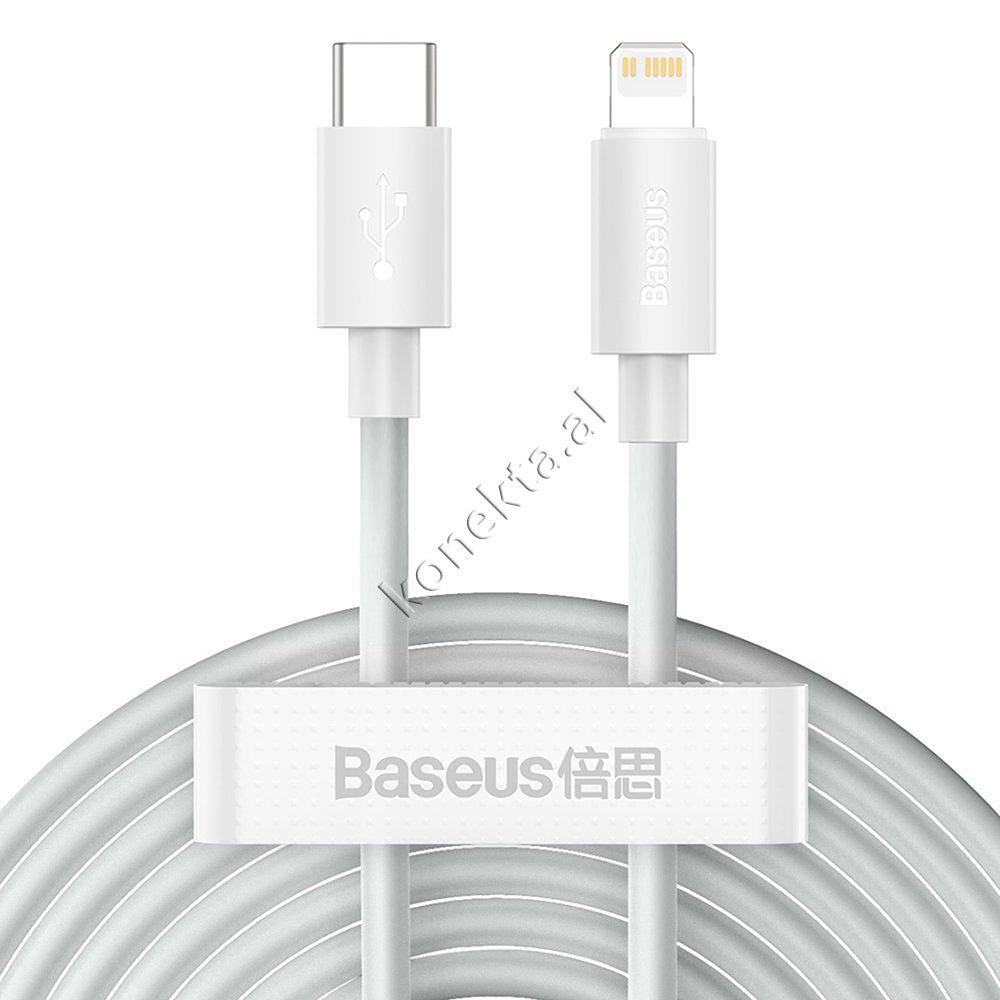 Baseus Charging Cable, 1.5m, White, Fast Charge 20W, Type-C to Lightning - Image 1