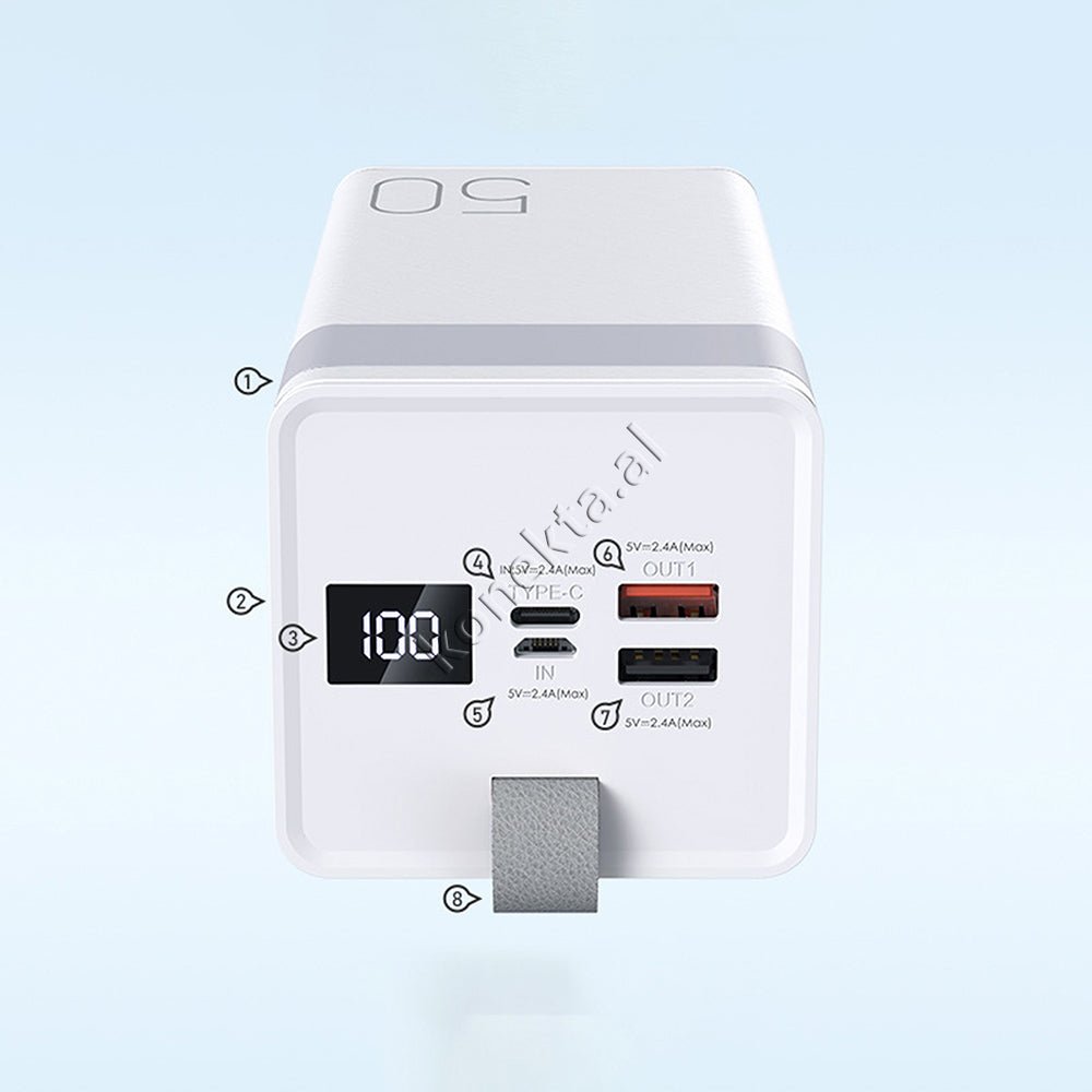 Remax 50000mAh Battery, White, 2 Ports - Thumbnail 3