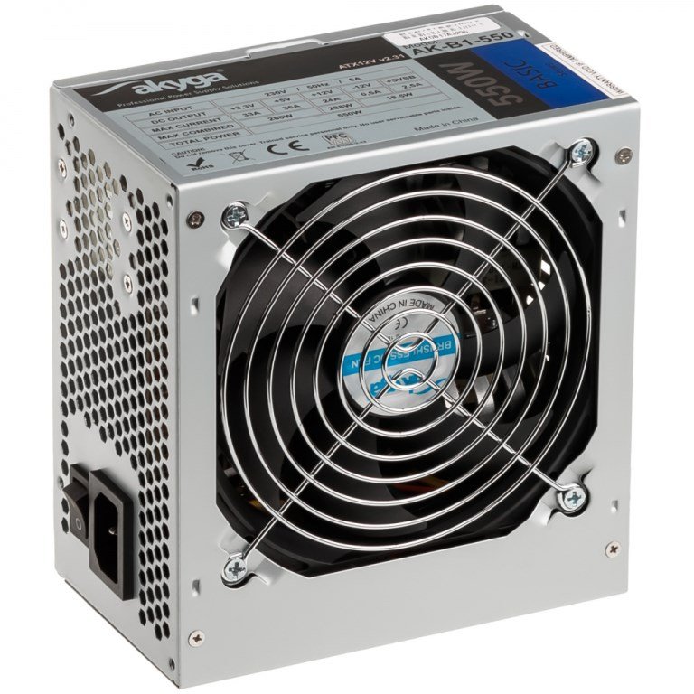 Akyga AK-B1-550 Power Supply, 20+4 pin ATX, 550 W, Grey - Thumbnail 2