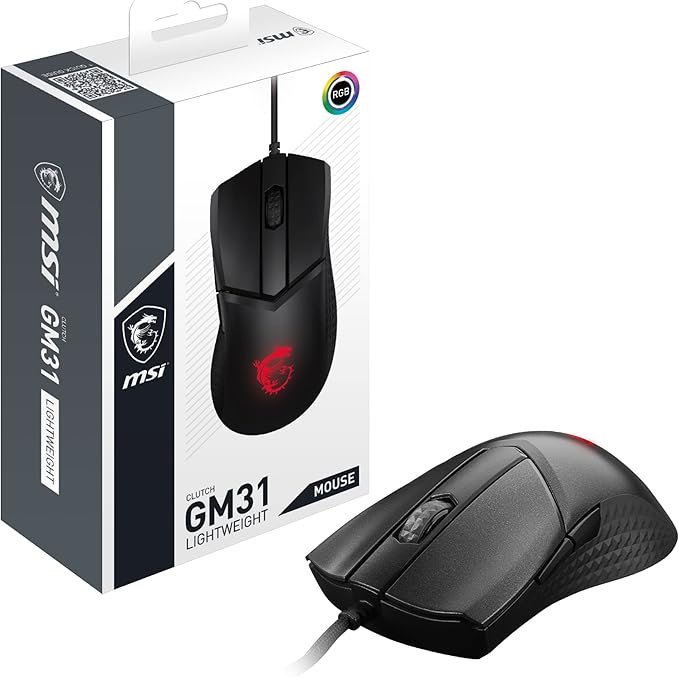 MSI Clutch GM31 Mouse, Black, Lightweight, Optical, 6 Buttons - Image 1