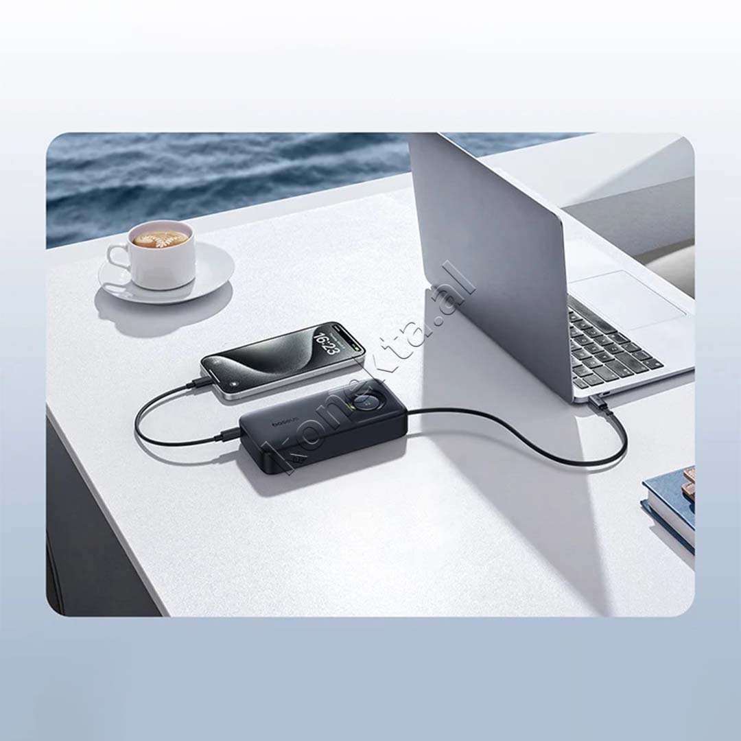 Baseus Power Bank, 20000mAh, 65W, Me Fishe Type-C Te Terheqshme - Thumbnail 6