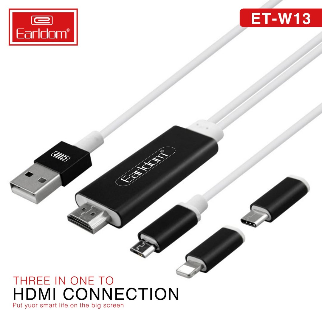 Earldom W13 3n1 HDMI / Type-C / Micro / Lighting Cable, 1.8 Metra - Thumbnail 4