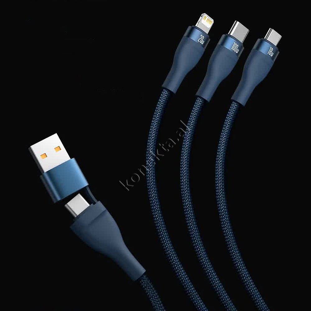 Baseus USB Cable 2 in 3, 100W, USB - Type-C to Lightning, Micro, Type-C, 1.2m - Thumbnail 14