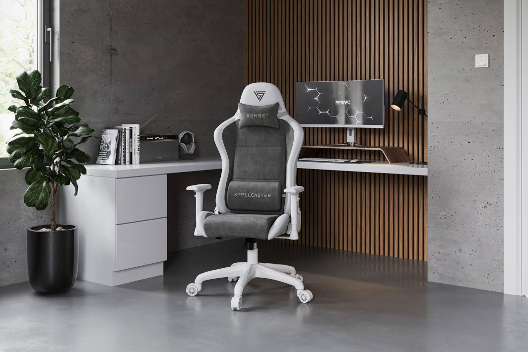 SENSE7 Spellcaster FUKU Chair, Material + Leather, Grey/White - Thumbnail 8