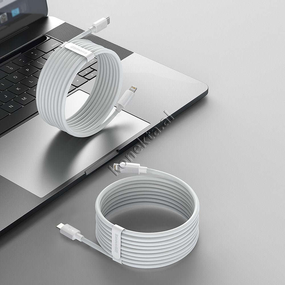 Baseus Charging Cable, 1.5m, White, Fast Charge 20W, Type-C to Lightning - Thumbnail 8
