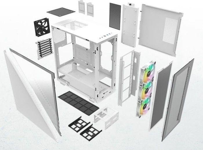 Thermaltake Divider 300 TG Snow Case, ARGB, Midi Tower - Thumbnail 9