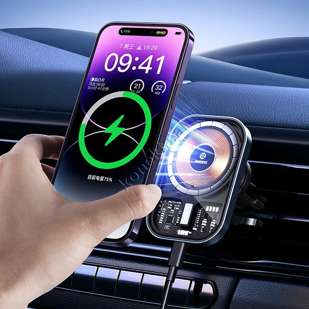 Baseus Wireless Car Charger Magnetic Mount, Black / Silver - Thumbnail 2