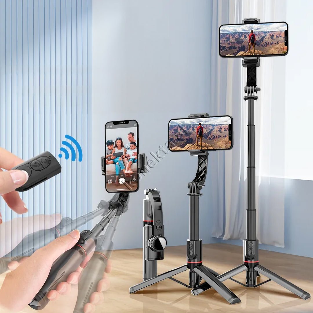 tjetertjeter Selfie Stick Gimbal, Black - Thumbnail 2