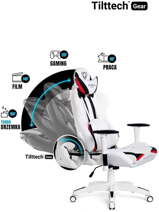 Diablo Chairs X-Ray Gaming Chair, White / Black - Thumbnail 6