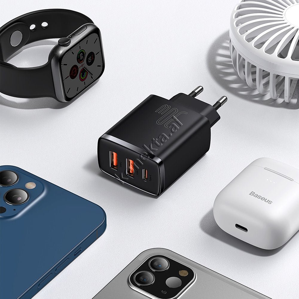 Baseus Fast Charge 30W Charger, 3 Ports - Thumbnail 10