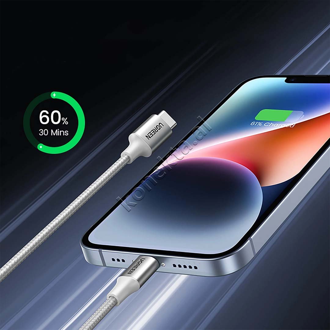 UGreen USB-C to Lightning Cable, 1m, Black / Silver - Thumbnail 15