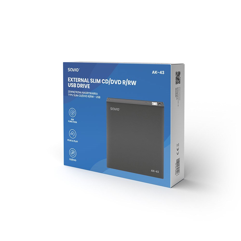 Savio AK-43 External Optical Drive, USB 2.0, Black - Thumbnail 3